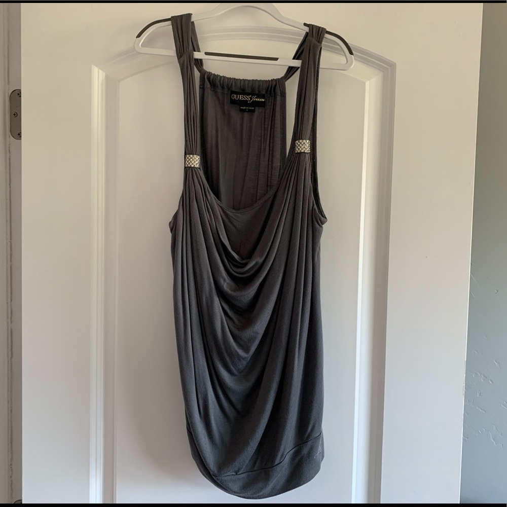 Guess Gray Low-Neck Scoop Top - Small